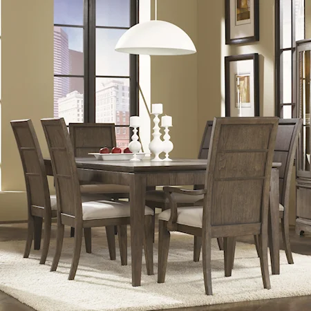 Seven-Piece Rectangular Extension Table and Wood Back Chair Dining Set